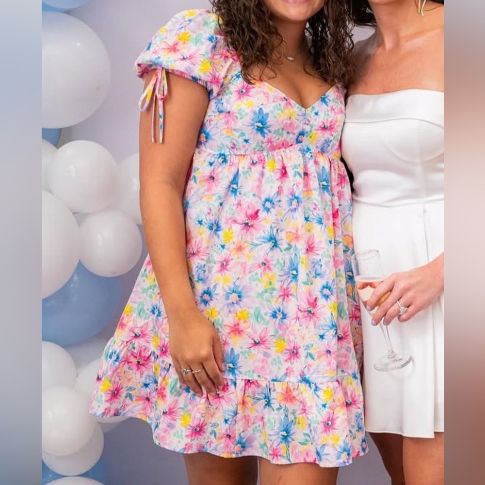 Floral Dress in Pink and Blue